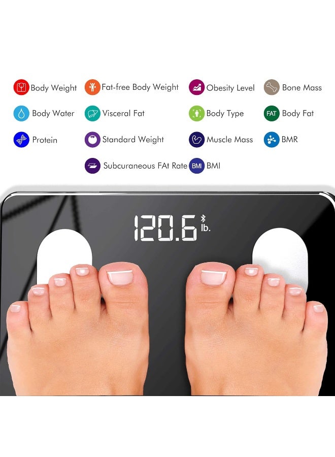 Konquest Premium Smart Digital Bathroom Scale, Wireless Bluetooth, BMI, Body Weight, Body Fat, Body Composition Analyzer with Smartphone App (400 lbs) - Black - Image 2